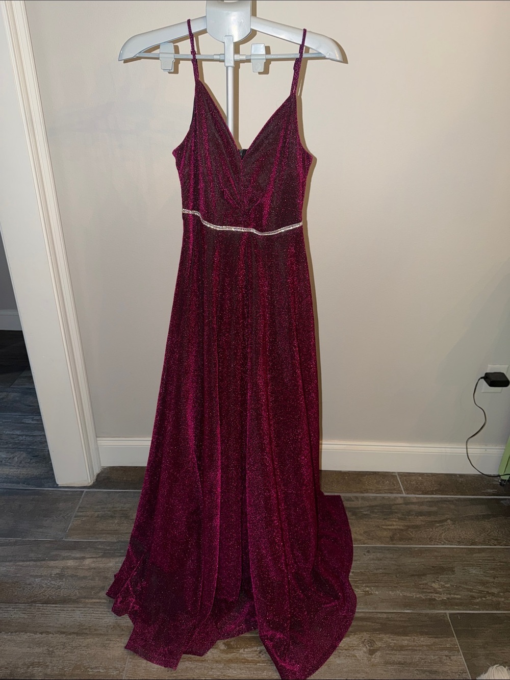 FAERIESTY Fuchsia Sparkle V-Neck Dress